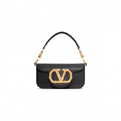 VALENTINO LOCÒ SMALL SHOULDER BAG IN BLACK WB0K53CXABBK (19*10.5*5cm)
